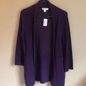 Deep purple open front sweater